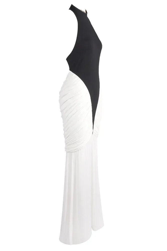 Vestito lungo da donna nero con schiena nuda