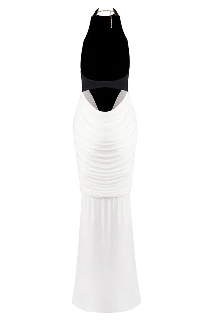Vestito lungo da donna nero con schiena nuda