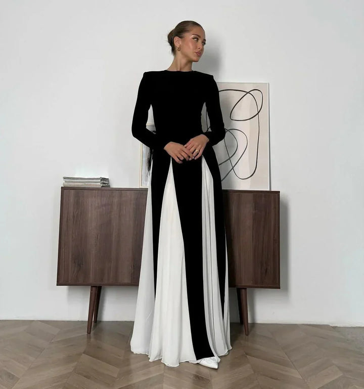 Vestito lungo donna nero plissettato