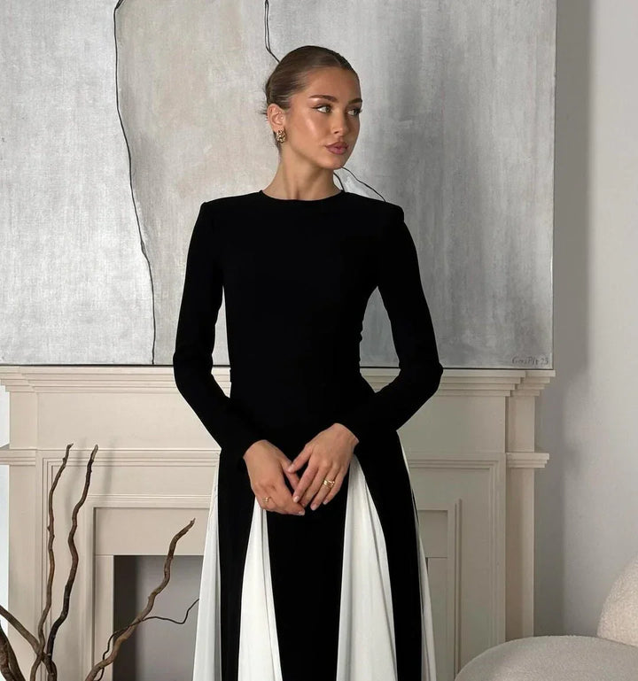 Vestito lungo donna nero plissettato