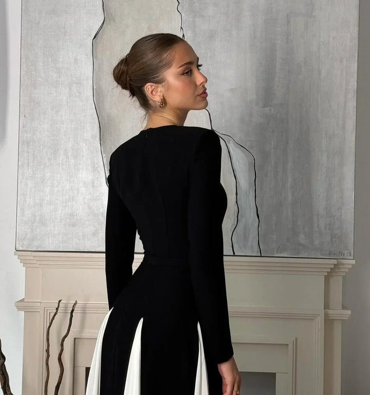 Vestito lungo donna nero plissettato