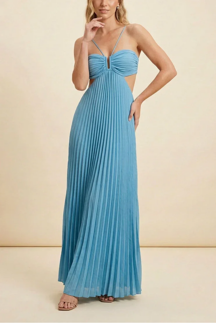 Vestito lungo da donna plissettato schiena nuda