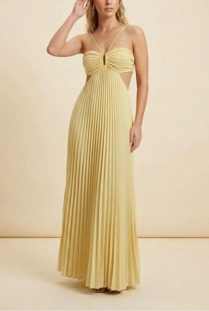Vestito lungo da donna plissettato schiena nuda