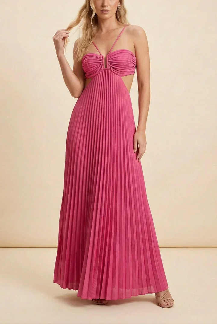 Vestito lungo da donna plissettato schiena nuda