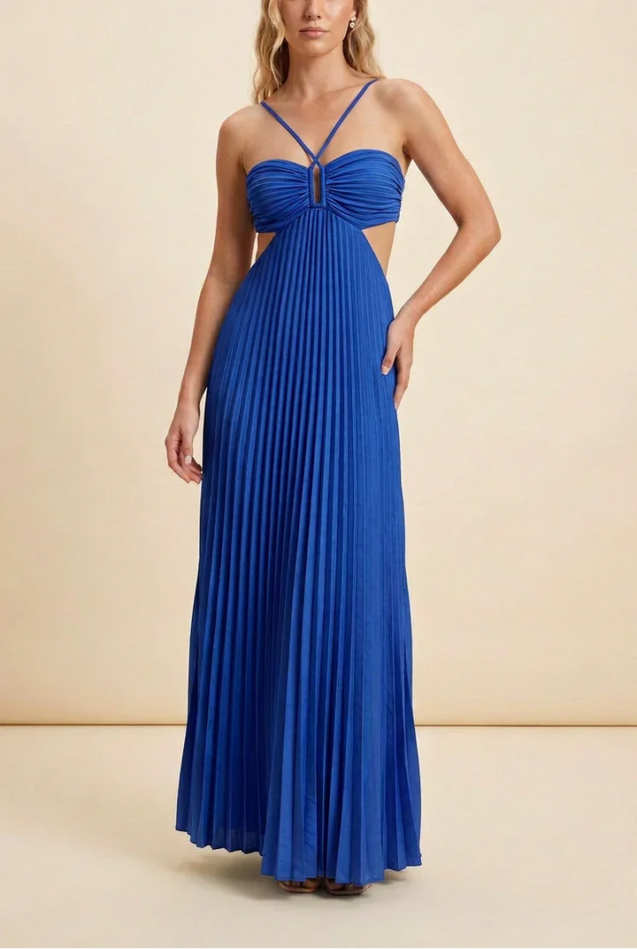 Vestito lungo da donna plissettato schiena nuda