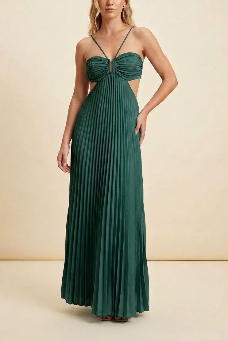 Vestito lungo da donna plissettato schiena nuda