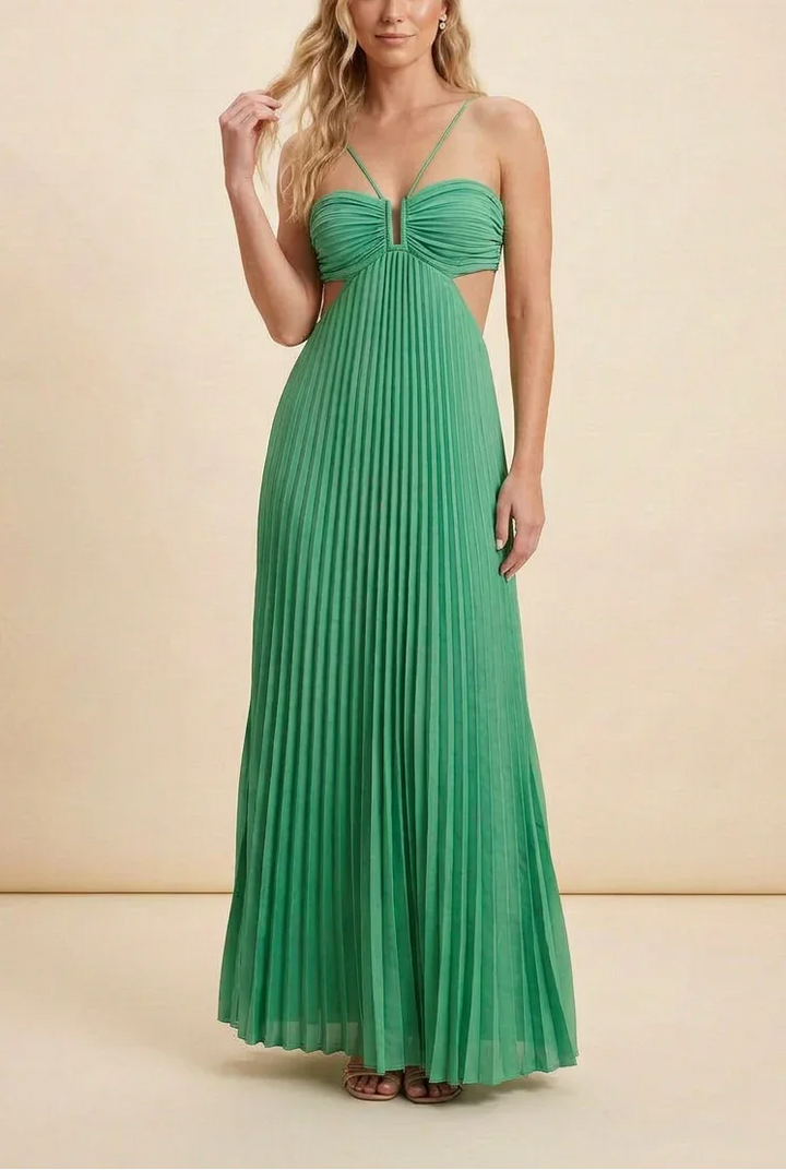 Vestito lungo da donna plissettato schiena nuda