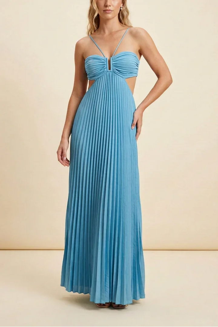 Vestito lungo da donna plissettato schiena nuda