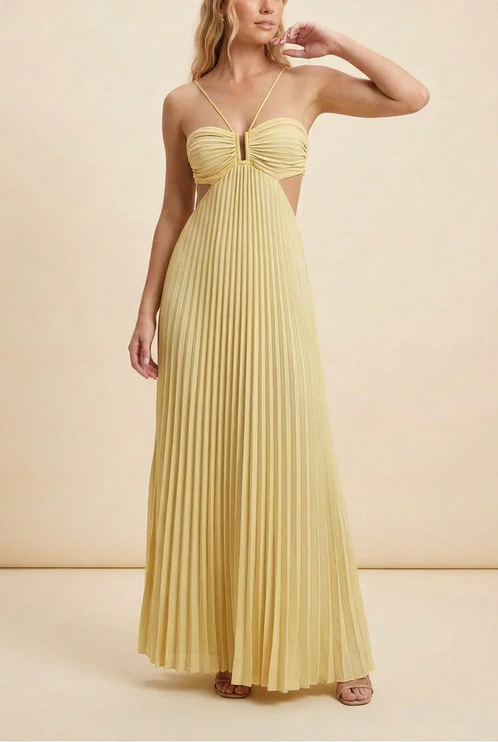 Vestito lungo da donna plissettato schiena nuda