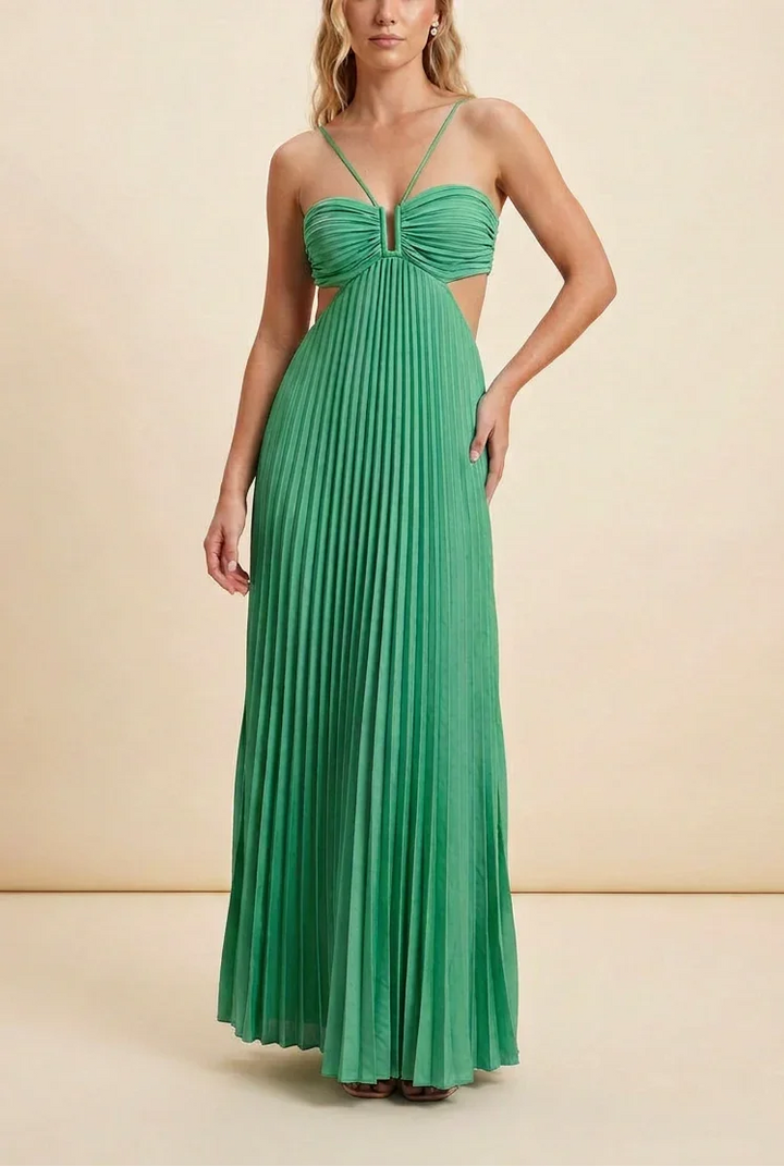 Vestito lungo da donna plissettato schiena nuda