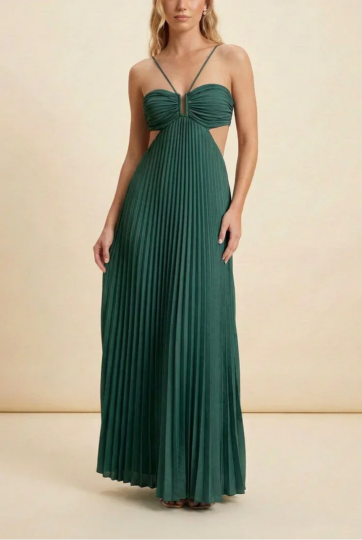 Vestito lungo da donna plissettato schiena nuda