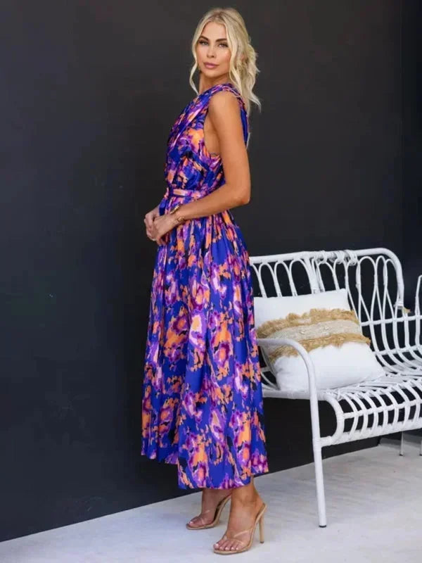 Vestito lungo donna a una Spalla con cintura