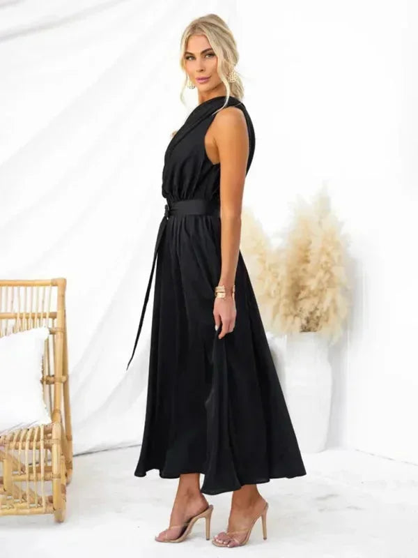 Vestito lungo donna a una Spalla con cintura