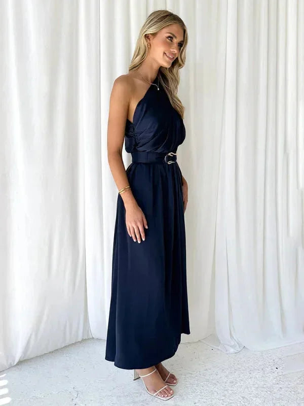 Vestito lungo donna a una Spalla con cintura