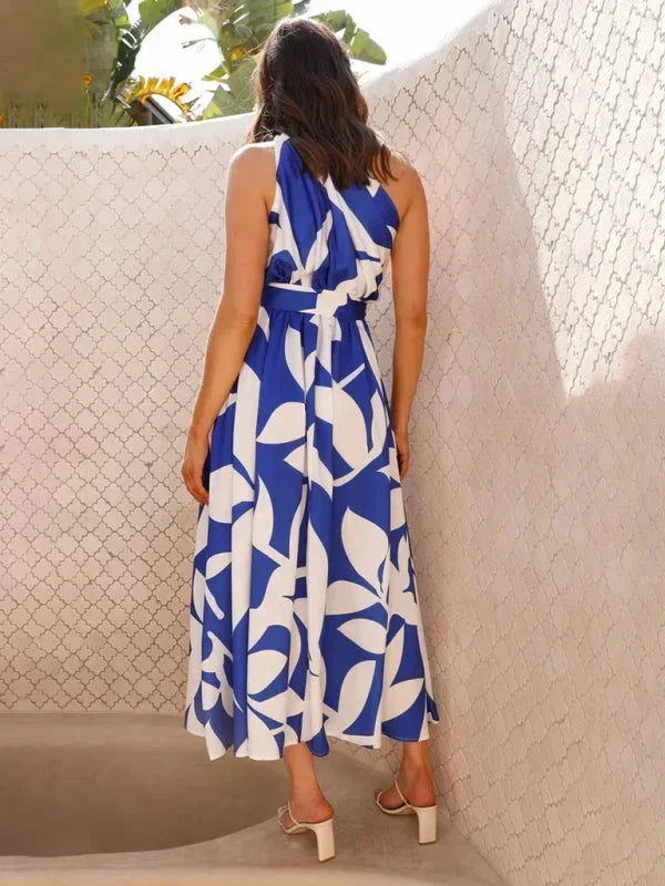 Vestito lungo donna a una Spalla con cintura