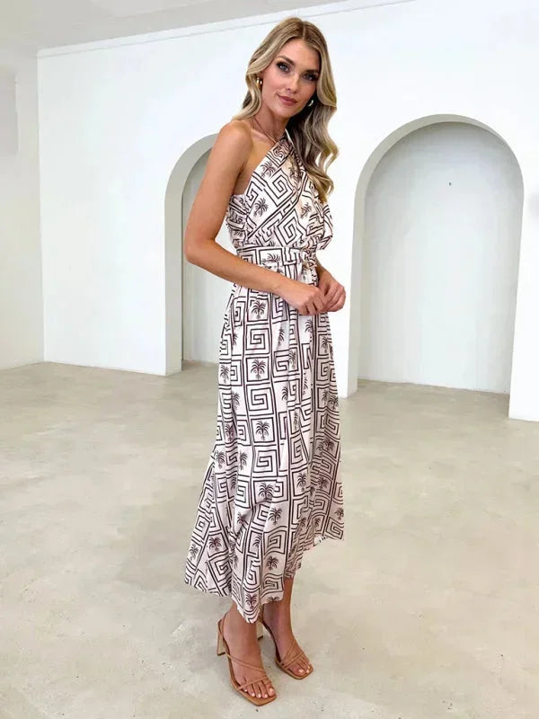 Vestito lungo donna a una Spalla con cintura