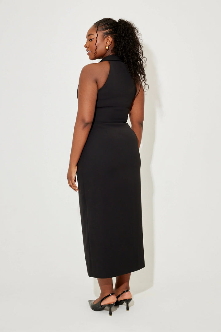 Vestito medio lungo senza maniche con scollo a V per donna