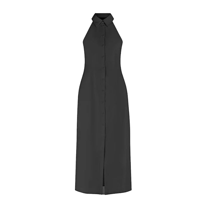Vestito medio lungo senza maniche con scollo a V per donna