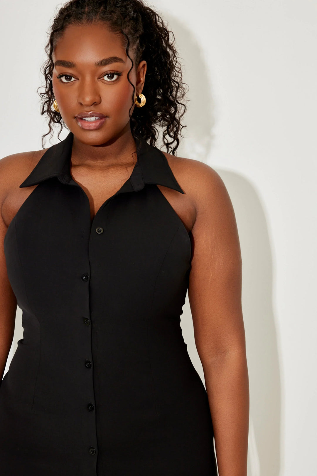 Vestito medio lungo senza maniche con scollo a V per donna
