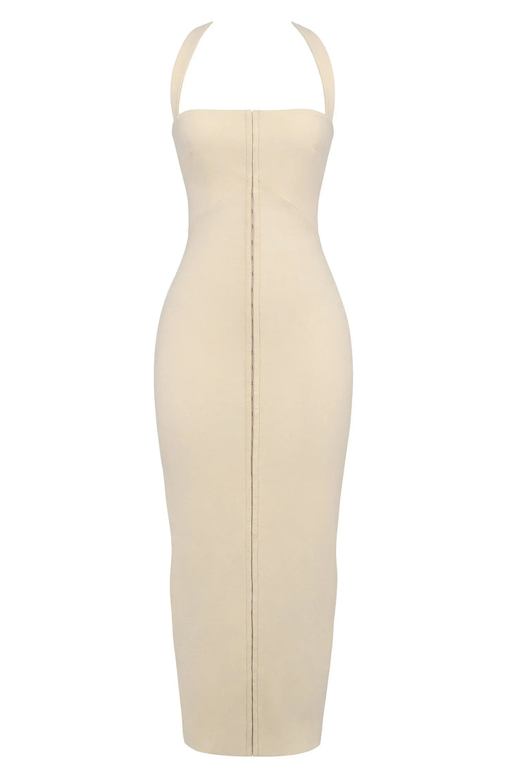 Vestito lungo donna aderente con zip frontale da sera
