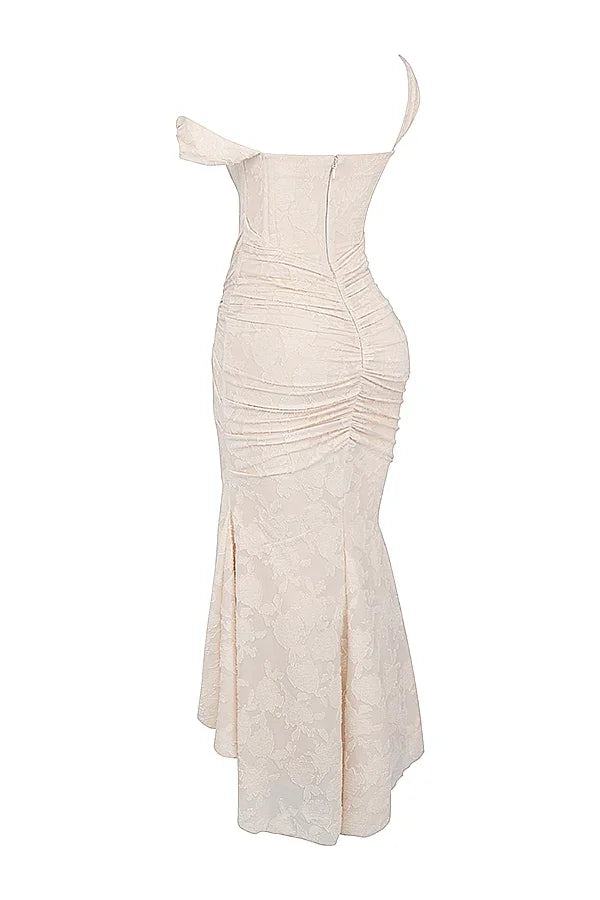 Vestito midi da donna con motivo floreale e spalline larghe
