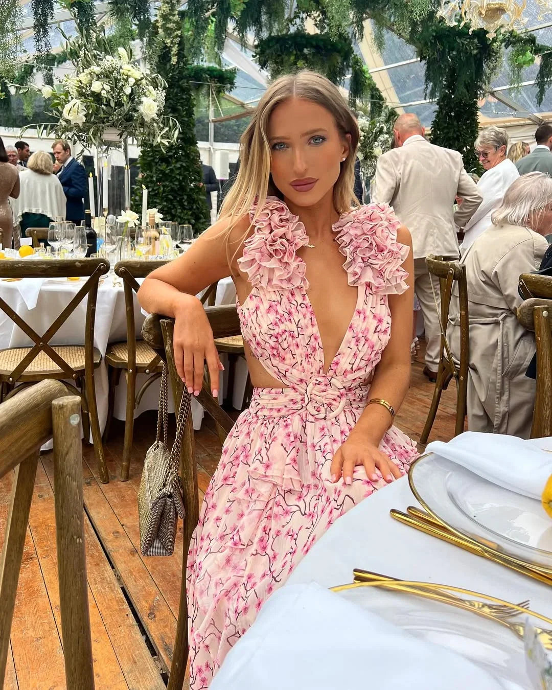Vestito lungo da donna floreale senza maniche