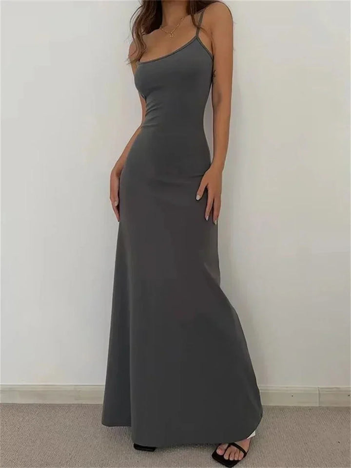 Vestito lungo donna aderente con bretelle sottili estivo