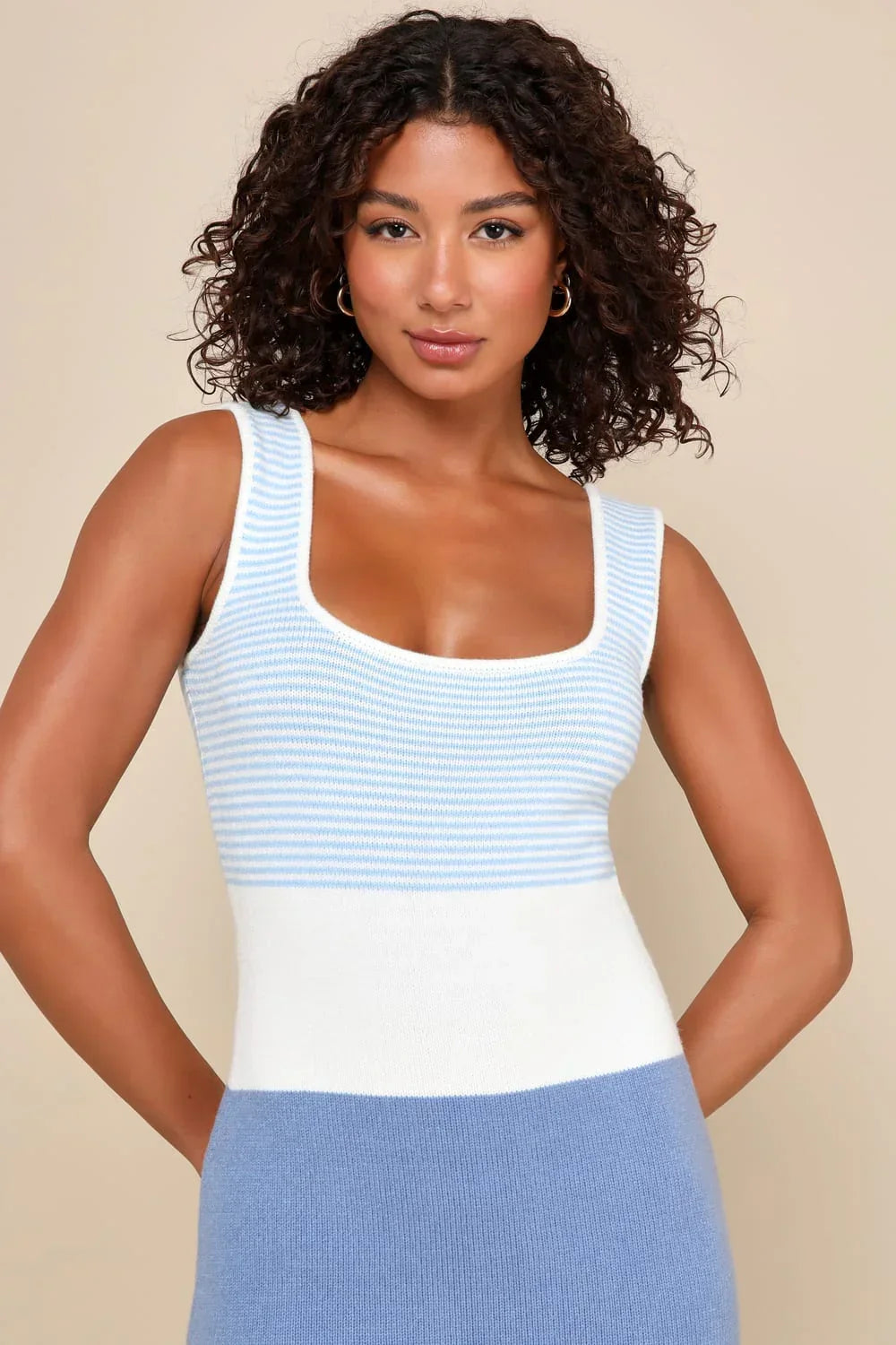 Vestito lungo donna a righe blu e bianche