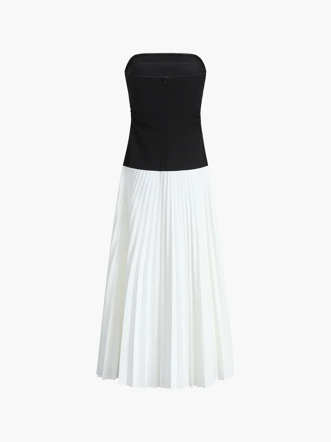 Vestito lungo donna senza bretelle con gonna plissettata