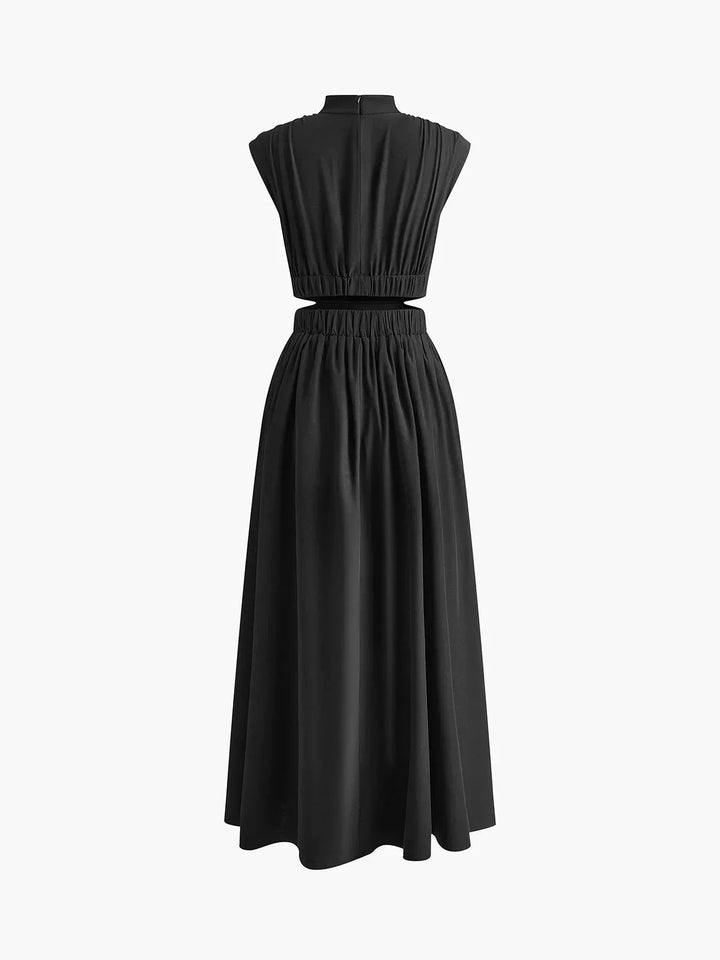 Vestito lungo donna estivo con collo alto e cut-out