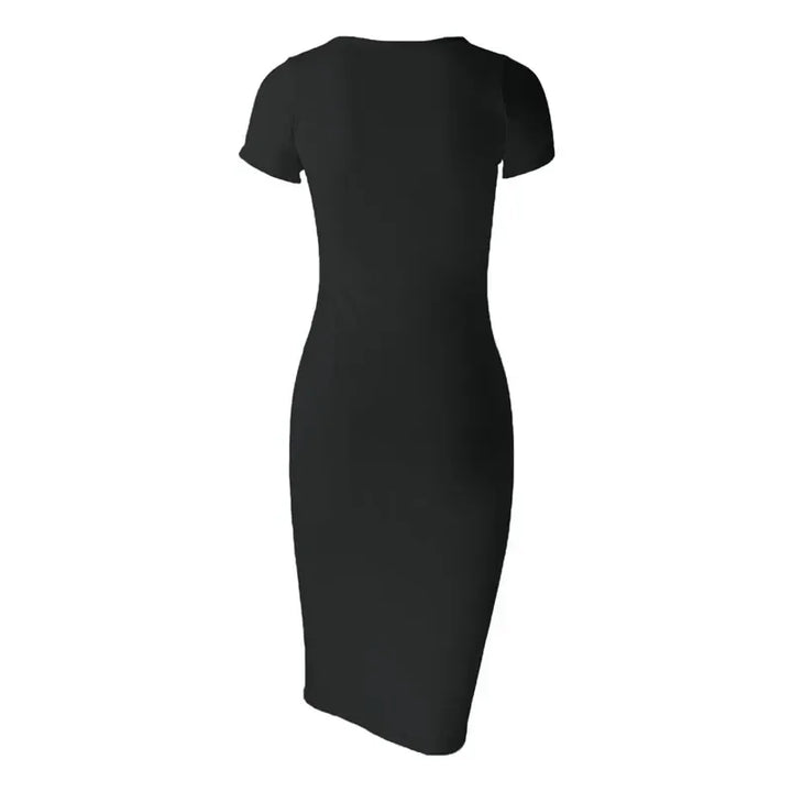 Vestito midi donna nero aderente con maniche corte