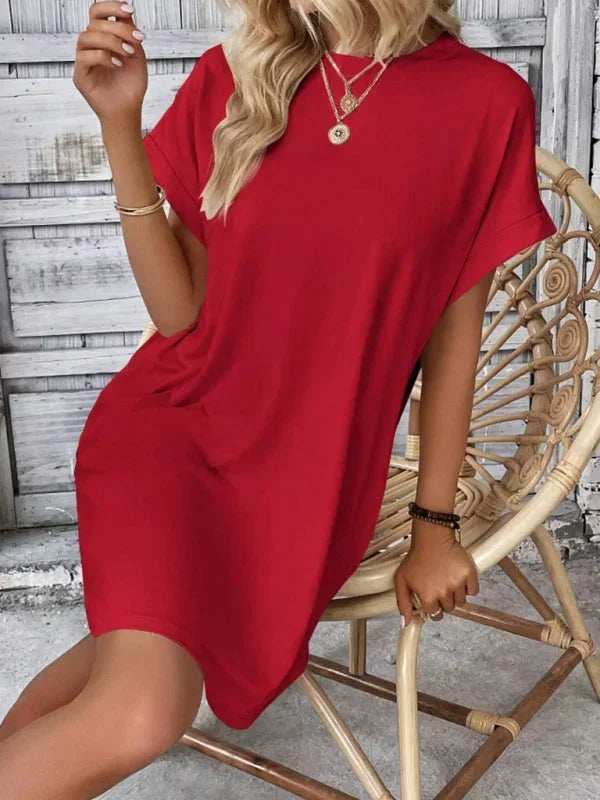 Vestito corto donna con tasche e maniche corte