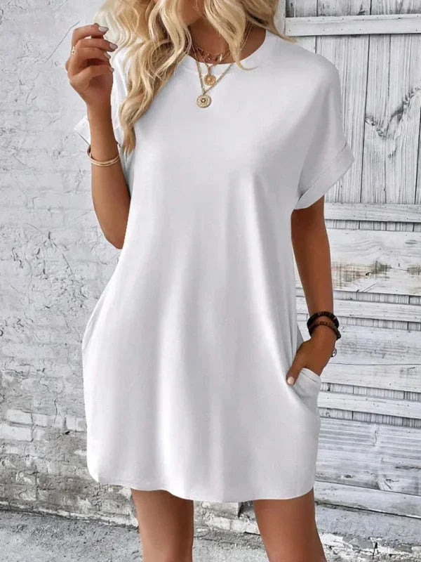 Vestito corto donna con tasche e maniche corte