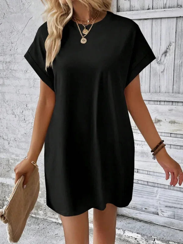 Vestito corto donna con tasche e maniche corte