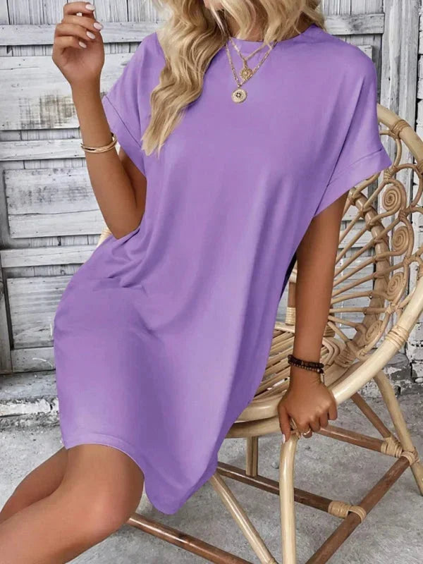 Vestito corto donna con tasche e maniche corte