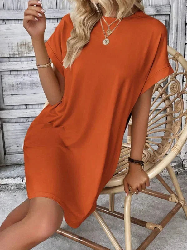 Vestito corto donna con tasche e maniche corte