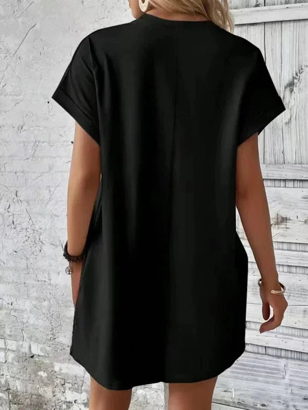Vestito corto donna con tasche e maniche corte