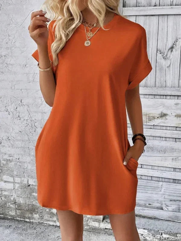 Vestito corto donna con tasche e maniche corte