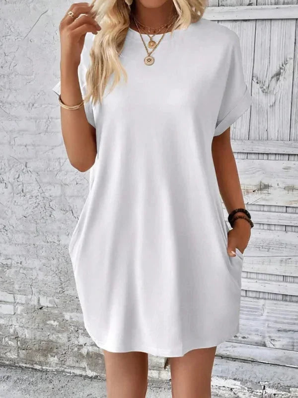 Vestito corto donna con tasche e maniche corte