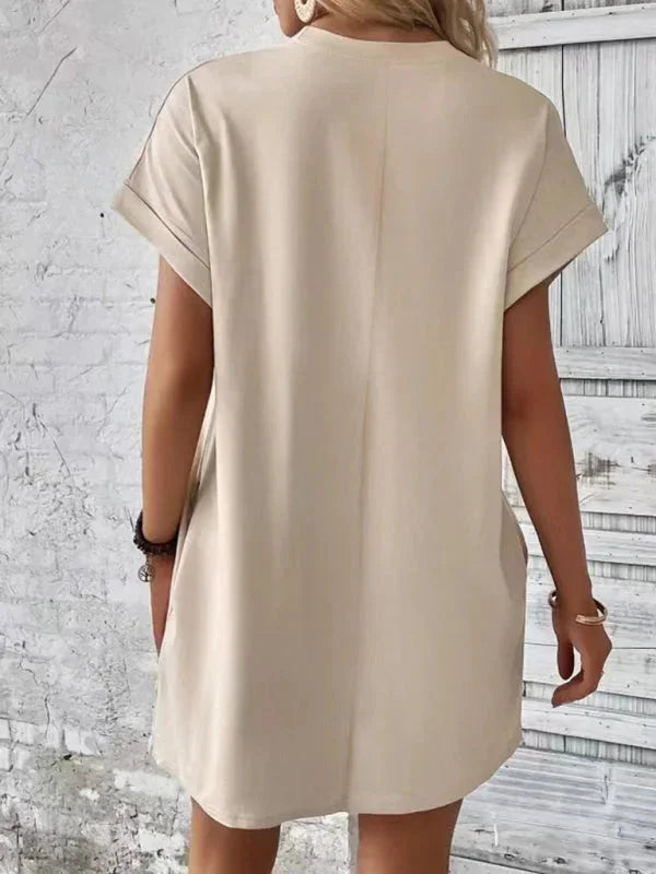 Vestito corto donna con tasche e maniche corte