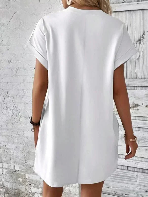 Vestito corto donna con tasche e maniche corte