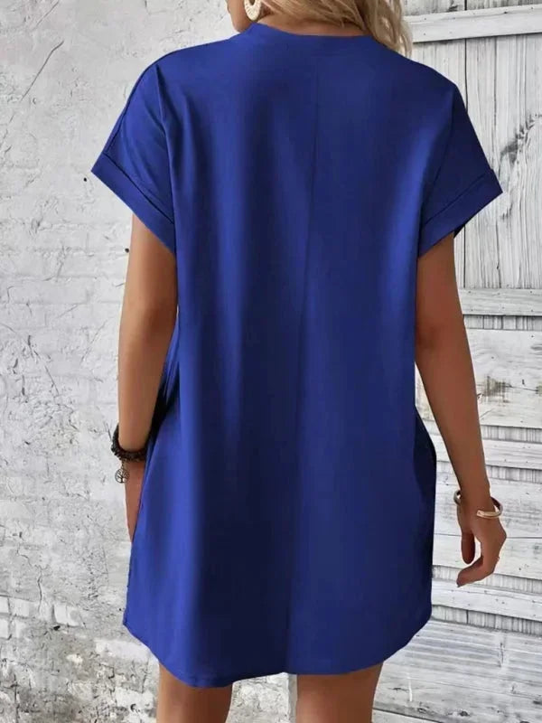 Vestito corto donna con tasche e maniche corte