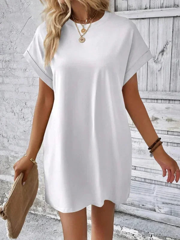 Vestito corto donna con tasche e maniche corte