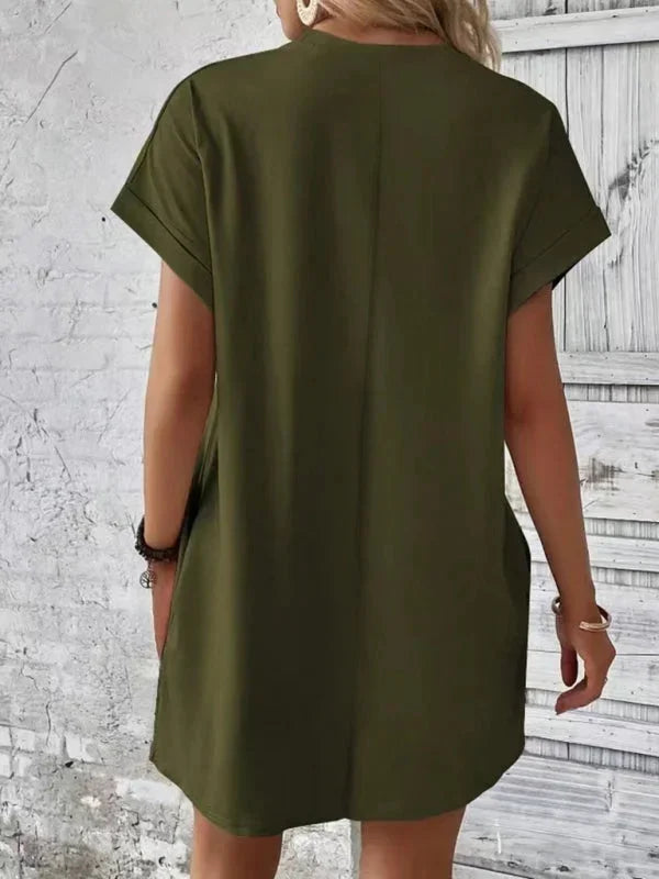 Vestito corto donna con tasche e maniche corte