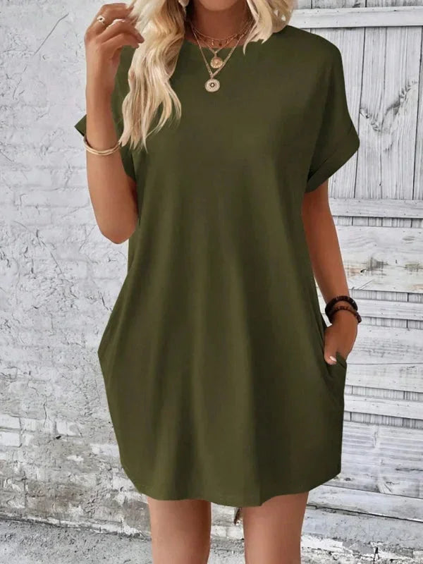 Vestito corto donna con tasche e maniche corte