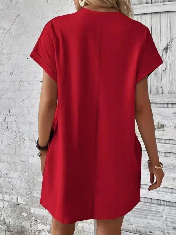 Vestito corto donna con tasche e maniche corte