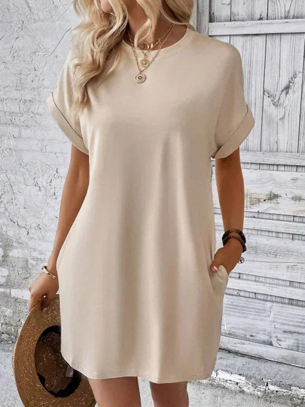 Vestito corto donna con tasche e maniche corte