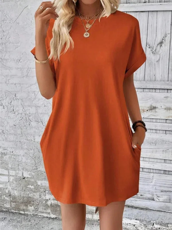 Vestito corto donna con tasche e maniche corte