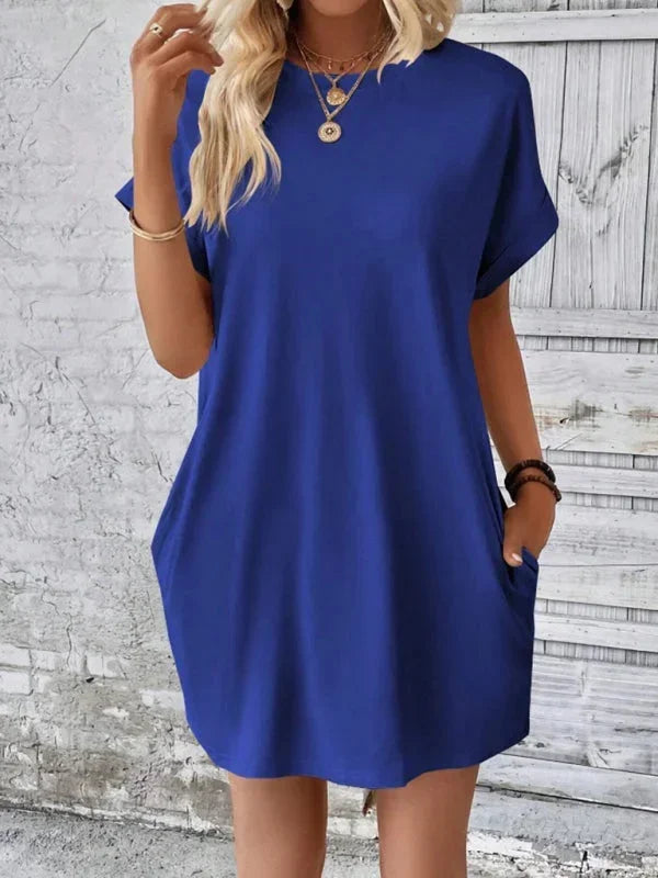 Vestito corto donna con tasche e maniche corte