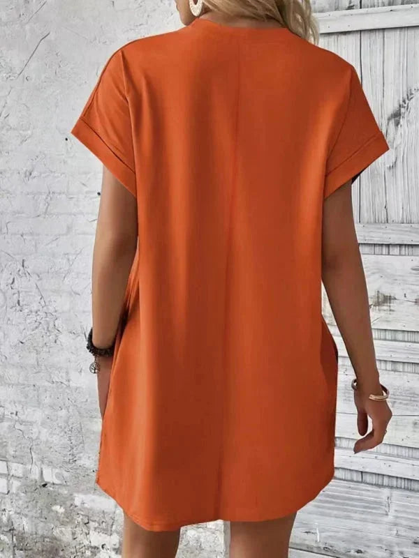 Vestito corto donna con tasche e maniche corte